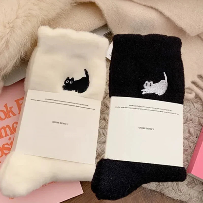 Plush Mink-Velvet Cat Socks – 3 Pairs