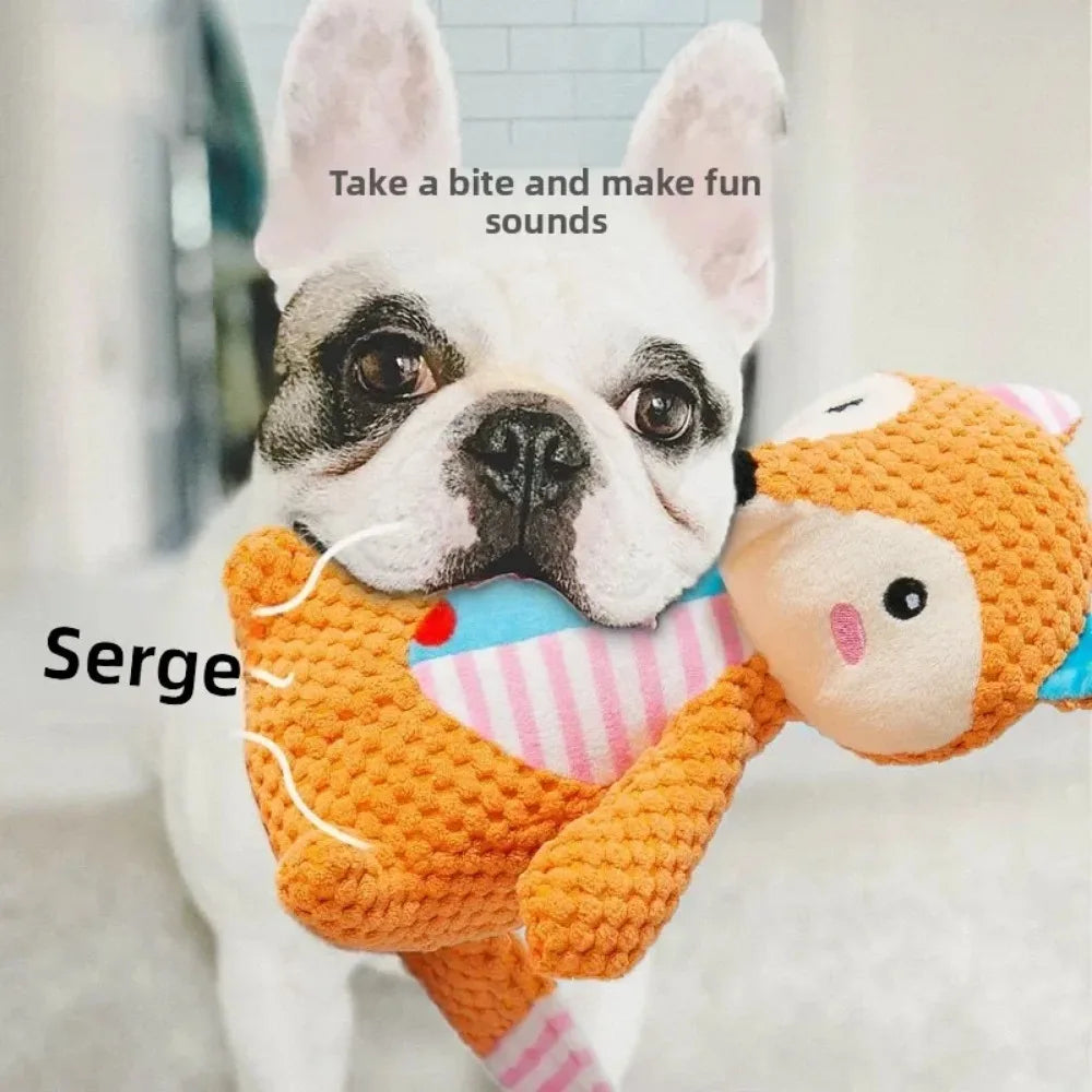 Fox and Elephant Squeaky Plush Dog Toys
