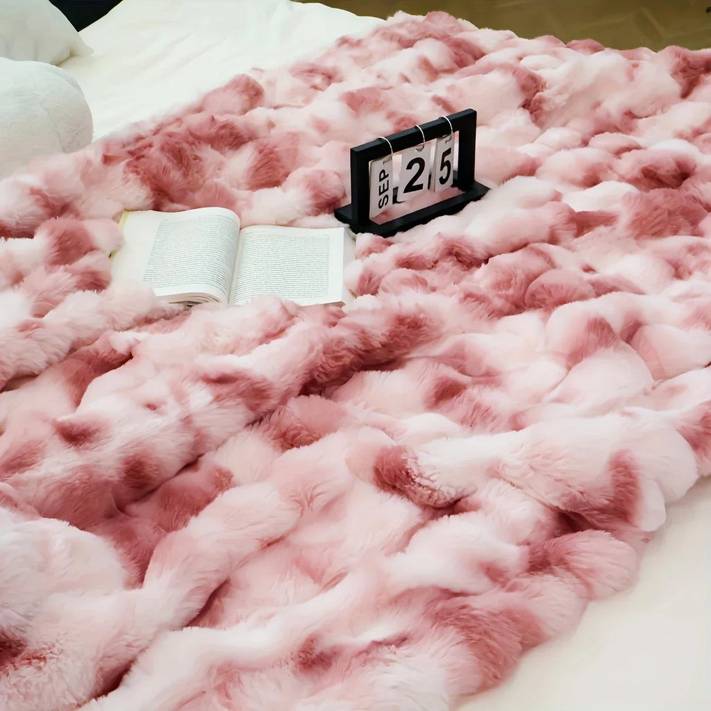 [Cozy|Faux Rabbit] Soft, Warm, 1pc Cozy Faux Rabbit Fleece Blanket | Throw for Bedroom, Guest Room, Living Room, Student Dormito