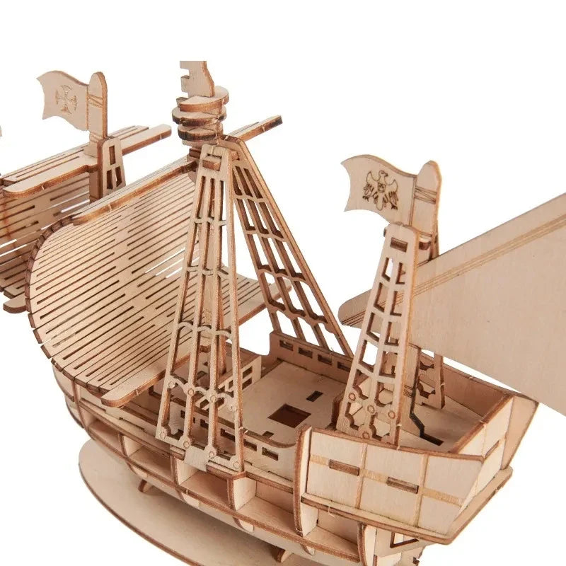 3D Wooden Sailboat Puzzle Kit