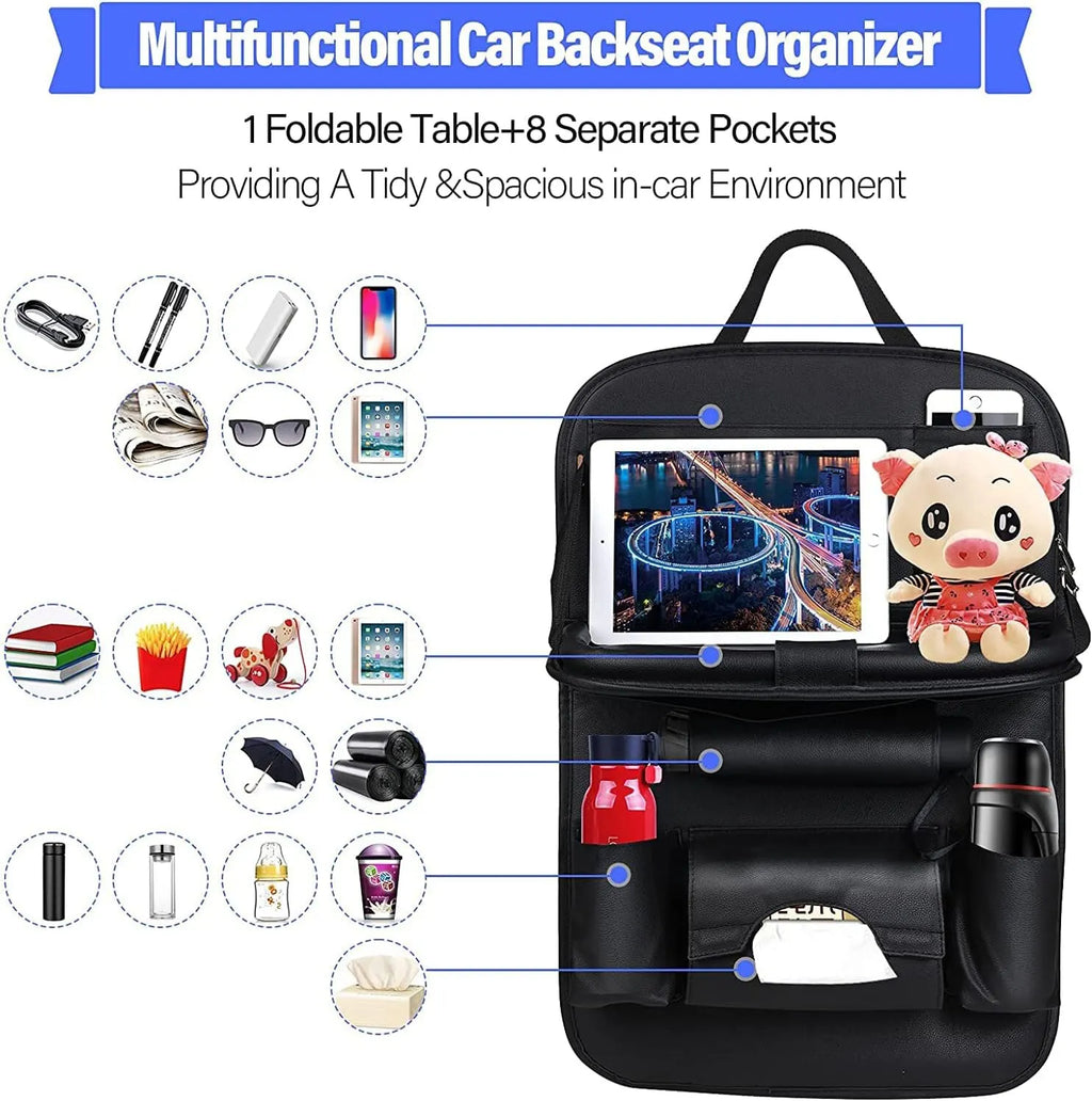 Car Backseat Organizer with Fold-Down Tray