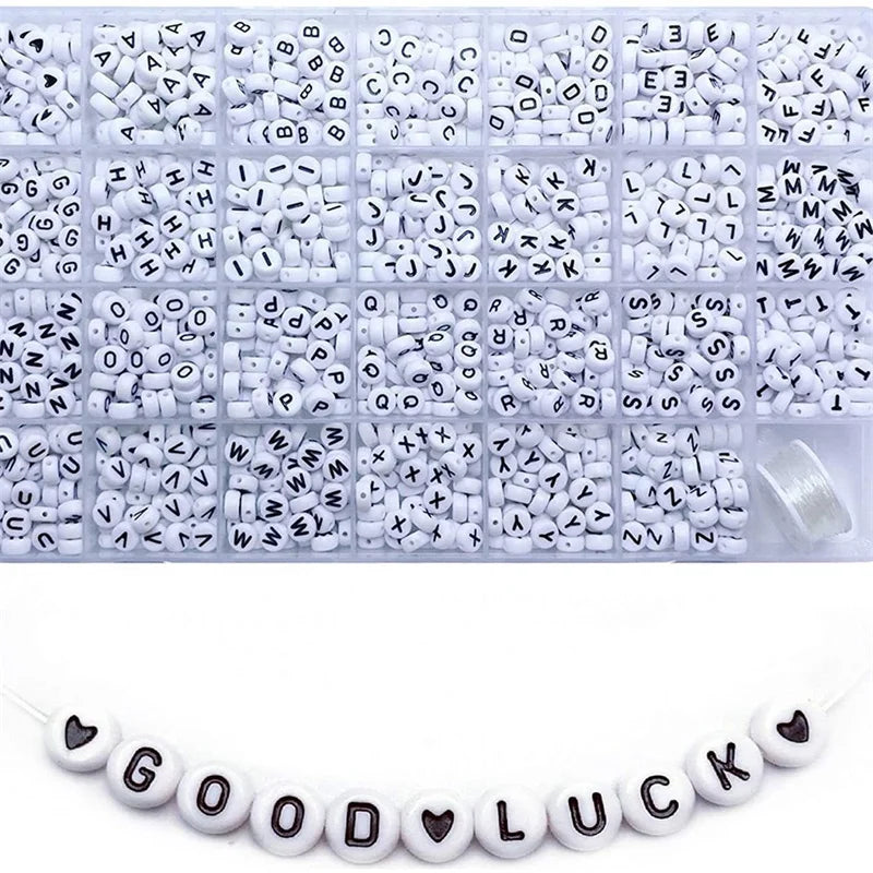 Acrylic Alphabet Letter Beads with Stretch Cords – 1,400 Pieces