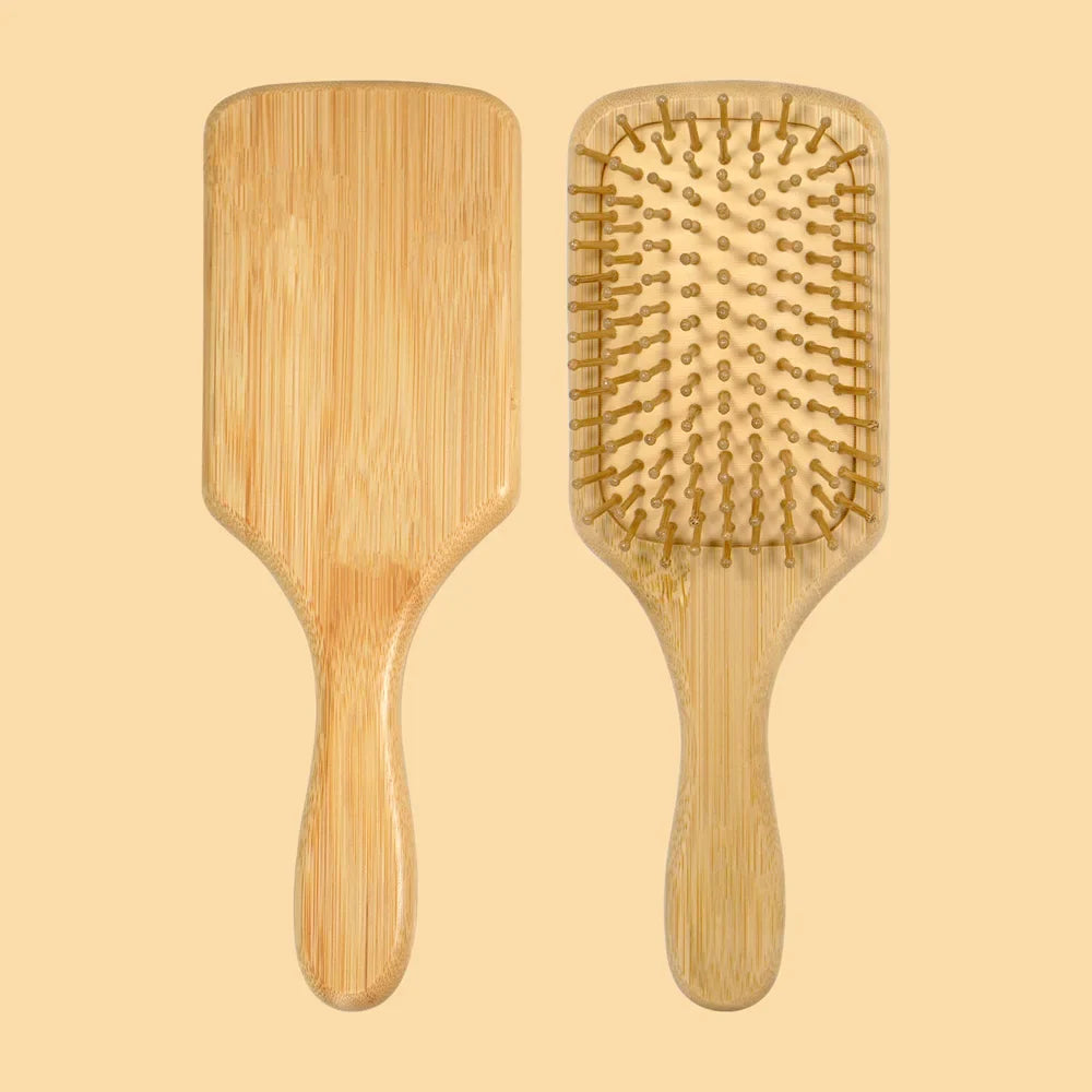 Natural Bamboo Air Cushion Hair Brush with Gift Box - Wooden Massage Comb for Smoothing Detangling Anti-Static Hair Care