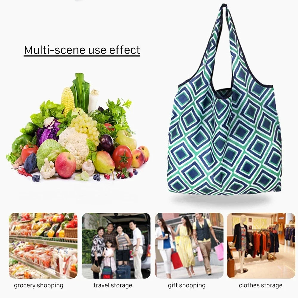 Large Reusable Folding Shopping Tote Bag