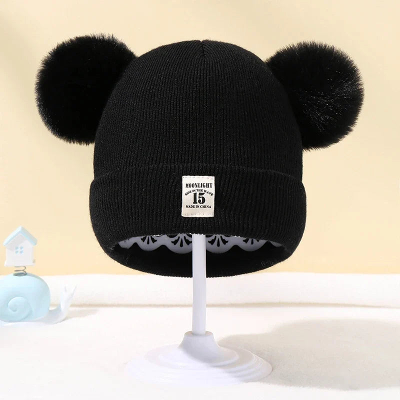Knitted Baby Beanie with Pom-Pom