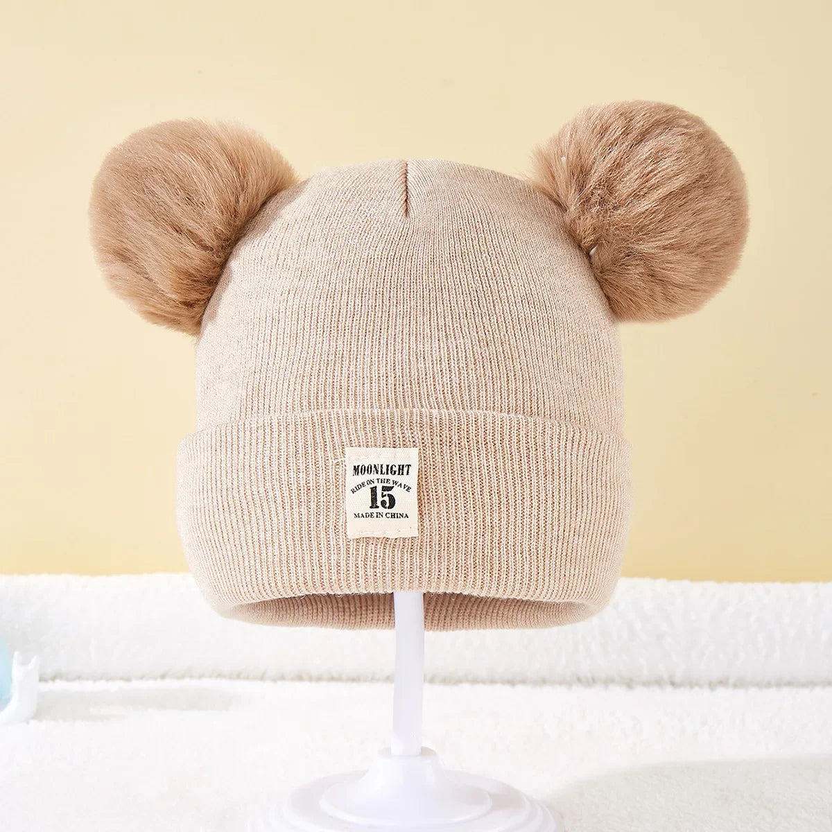 Knitted Baby Beanie with Pom-Pom