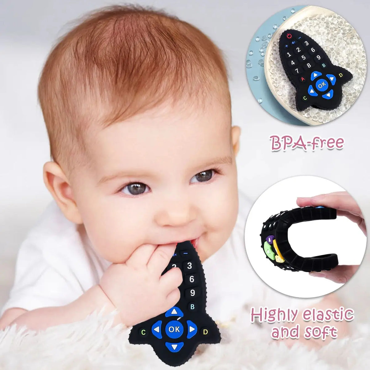 BPA-Free Silicone Remote-Control Baby Teether