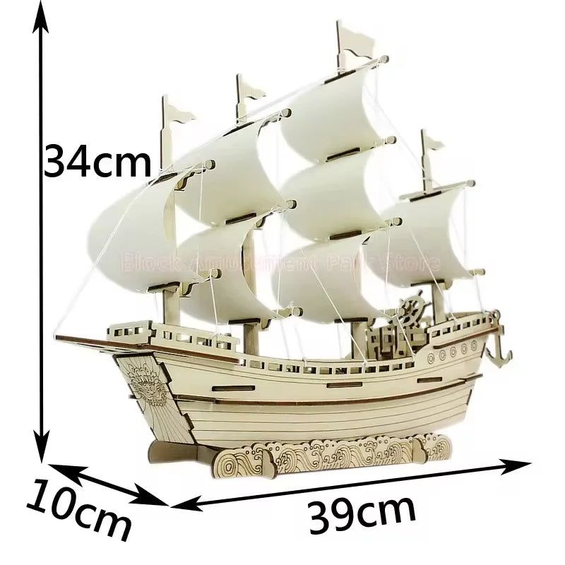 3D Wooden Sailboat Puzzle Kit