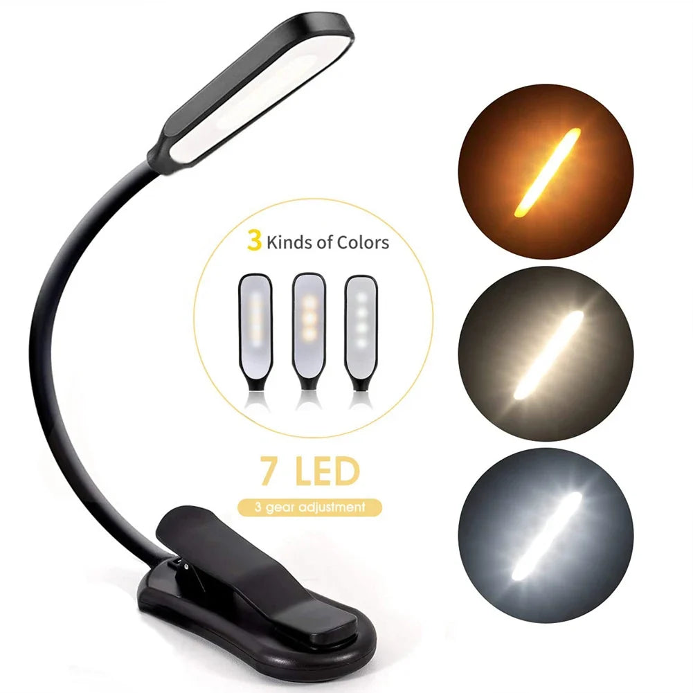 Rechargeable 7-LED Clip-On Reading Light