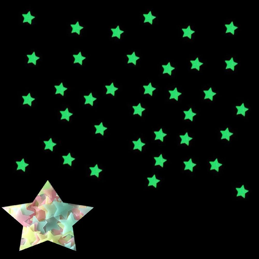 Glow-in-the-Dark Star Wall Stickers – 100 Pieces