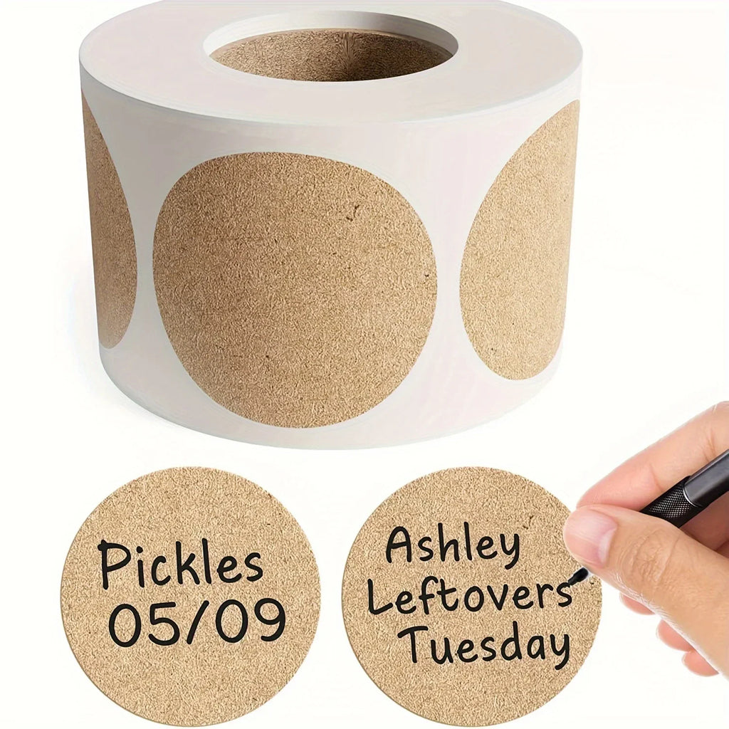 Kraft Paper Heart and Round Stickers – 500 Pieces