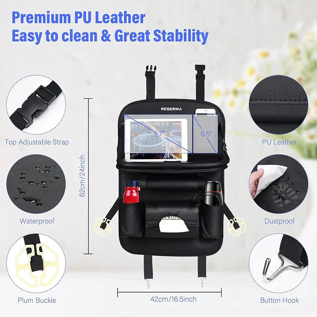 Car Backseat Organizer with Fold-Down Tray