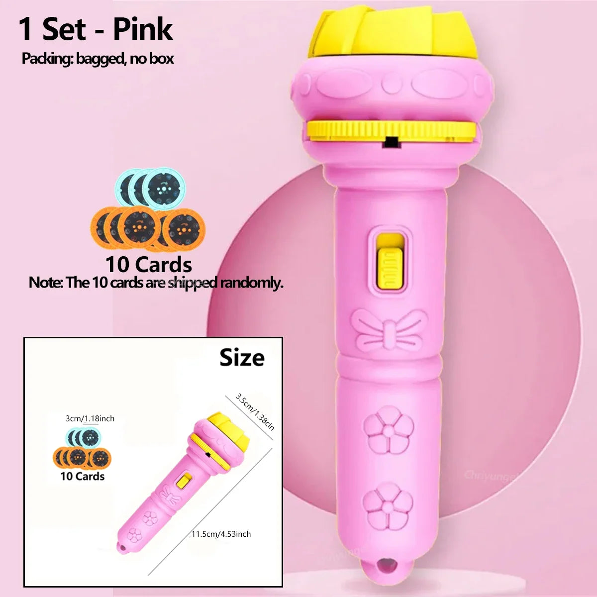 Kids’ Cartoon Projection Flashlight – 10 Picture Cards