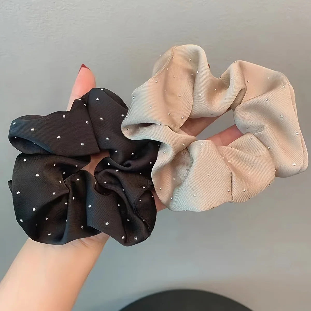 Rhinestone Satin Scrunchies – Hair Ties