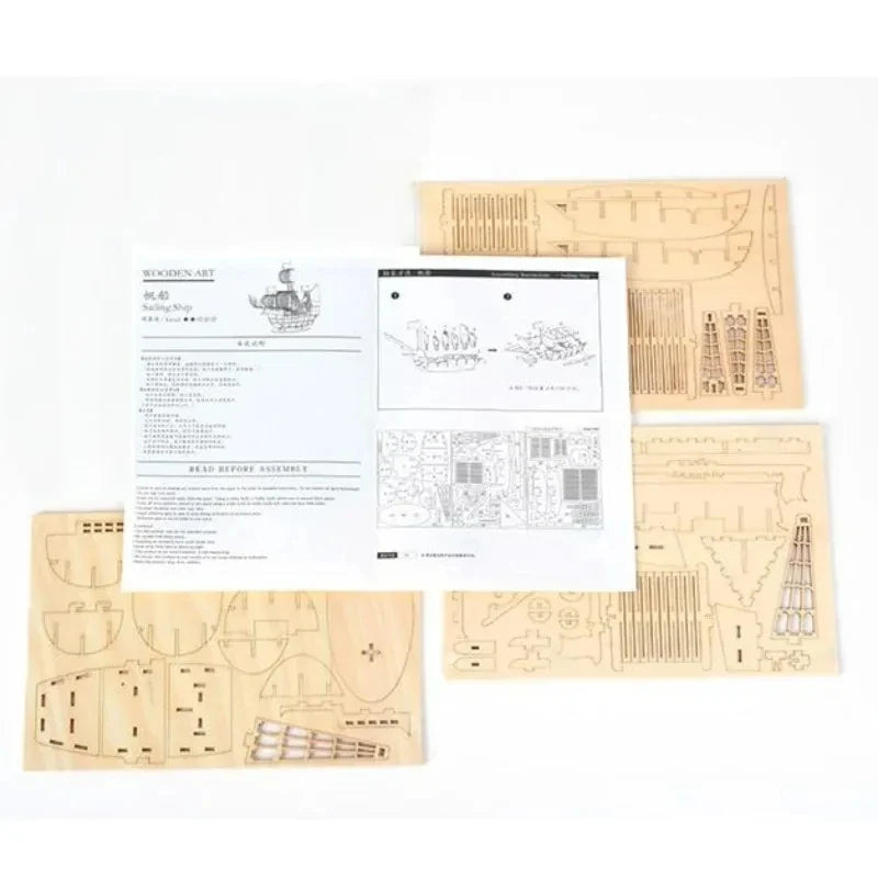 3D Wooden Sailboat Puzzle Kit