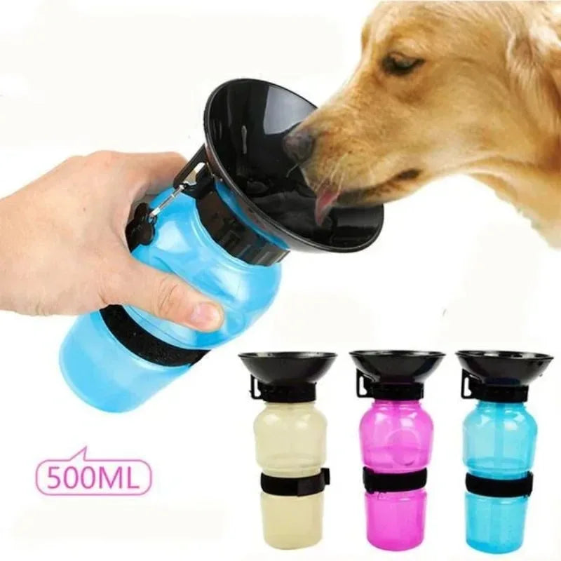Portable Leakproof Pet Water Bottle with Drinking Bowl – 500 ml