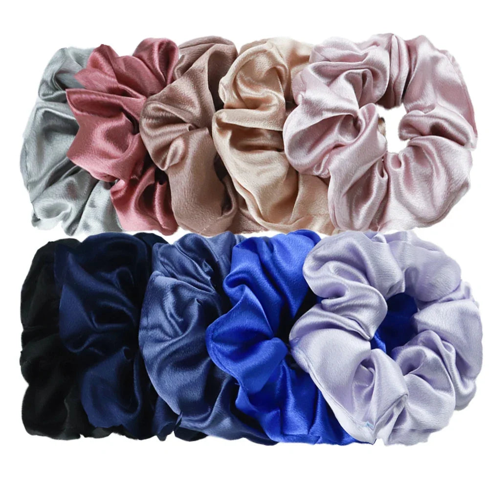 Satin Hair Scrunchies Set – Multiple Pack Sizes