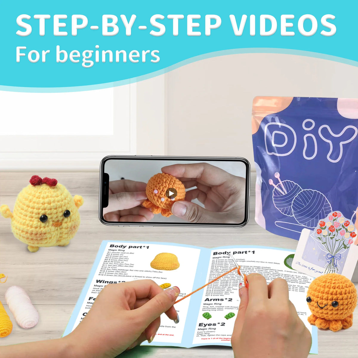 Beginner Crochet Starter Kit with Step-by-Step Instructions