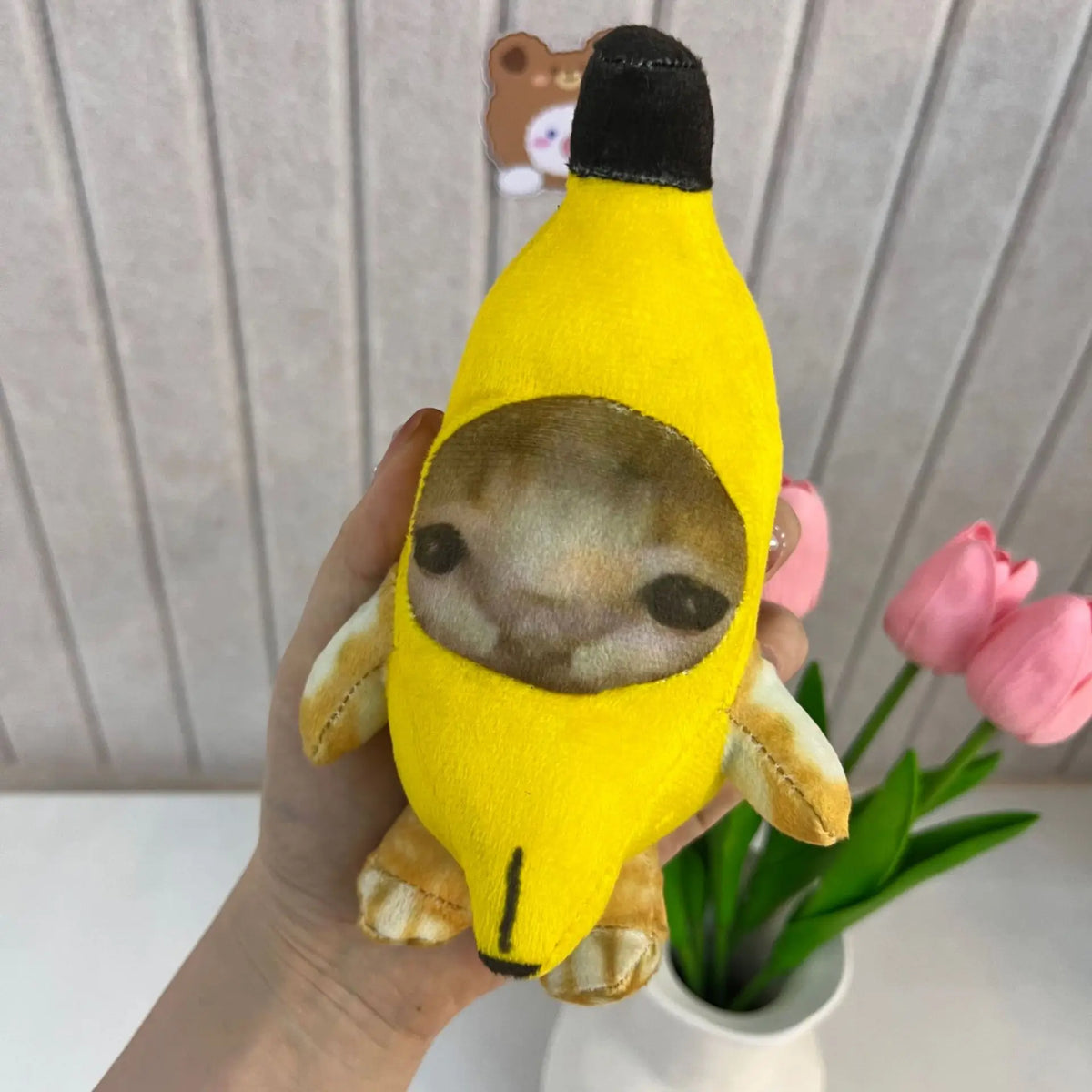 Banana Cat Plush Keychain with Sound