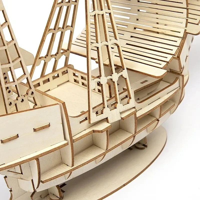 3D Wooden Sailboat Puzzle Kit