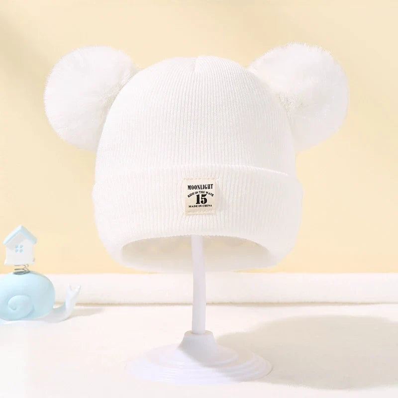 Knitted Baby Beanie with Pom-Pom