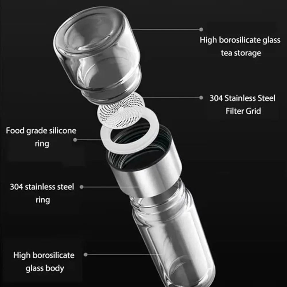 420 ml Double-Wall Glass Tea Cup with Infuser