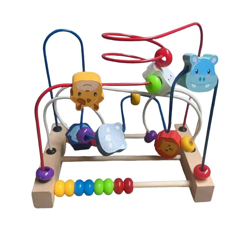 Wooden Bead Maze Roller Coaster Toy for Preschoolers