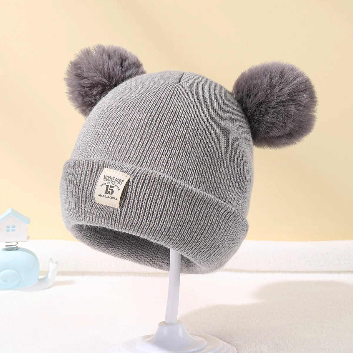 Knitted Baby Beanie with Pom-Pom