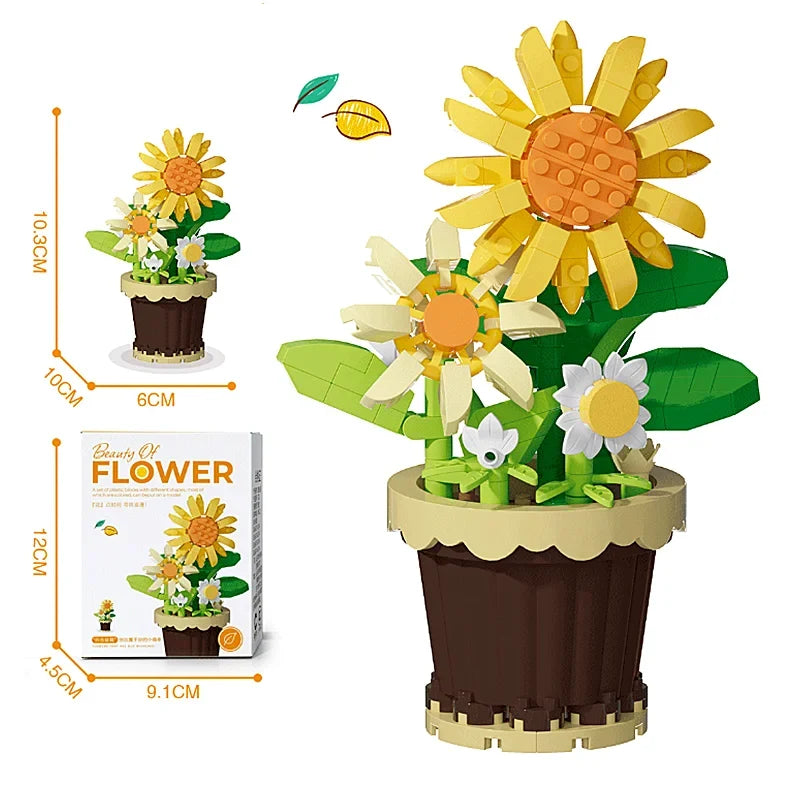 Flower Bouquet Building Block Set – Roses and Sunflowers