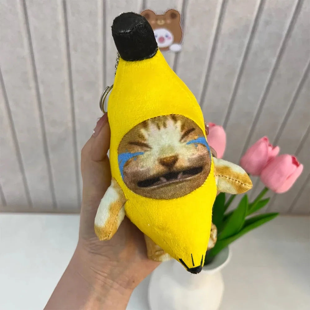 Banana Cat Plush Keychain with Sound
