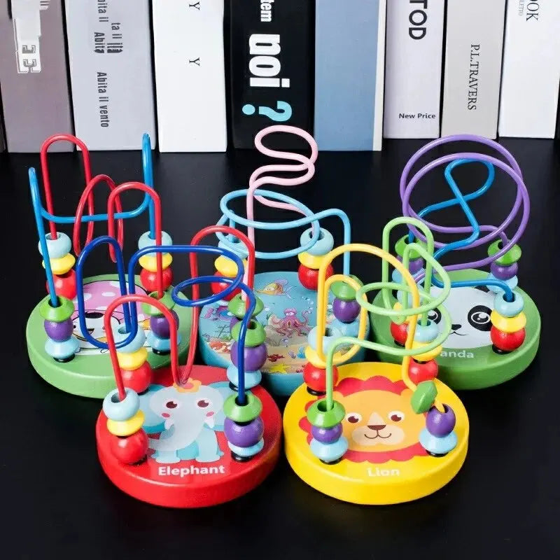 Wooden Bead Maze Roller Coaster Toy for Preschoolers