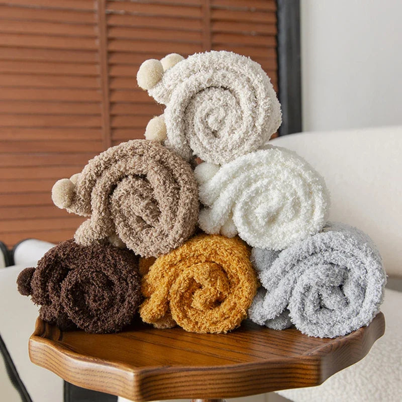 Plush Coral-Fleece Bear Socks – 2 Pairs