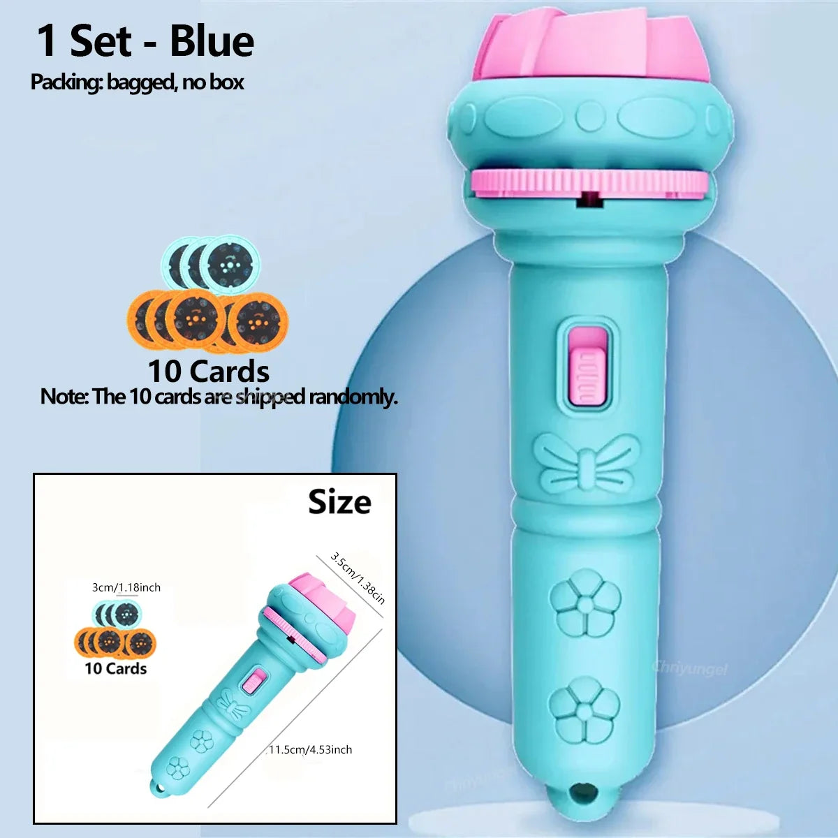Kids’ Cartoon Projection Flashlight – 10 Picture Cards