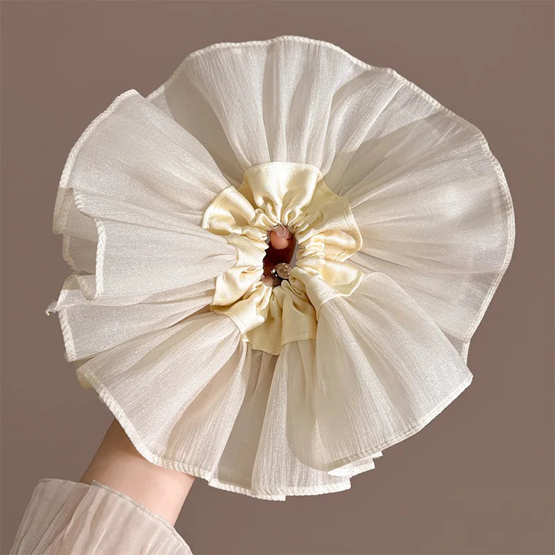 Polka-Dot Satin Scrunchies – Ruffled Hair Ties