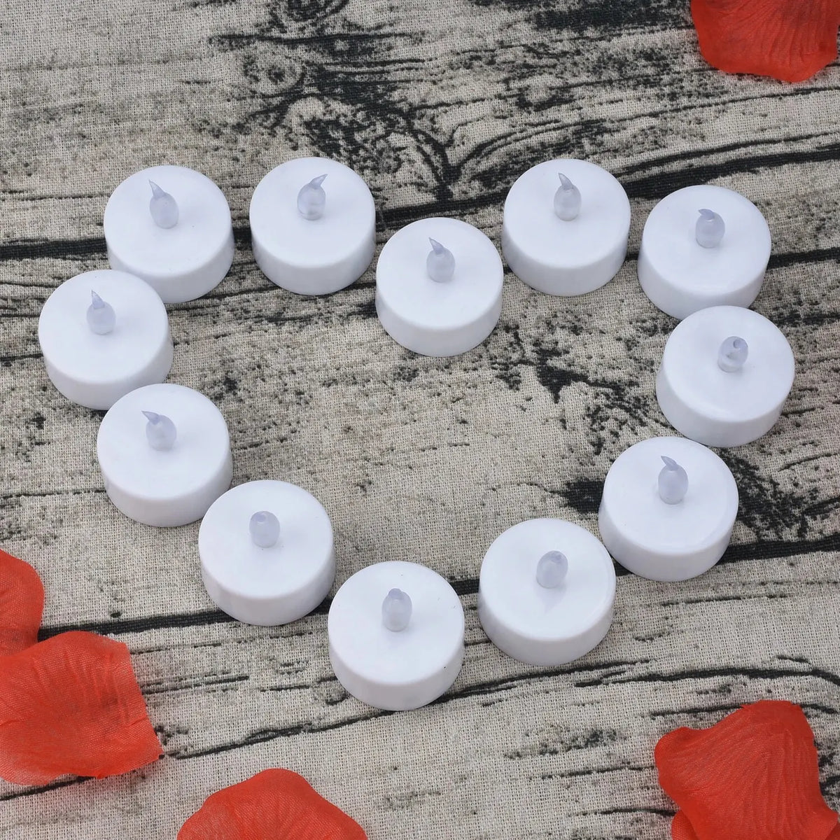 Warm Yellow LED Flameless Tea Lights – 12-Pack