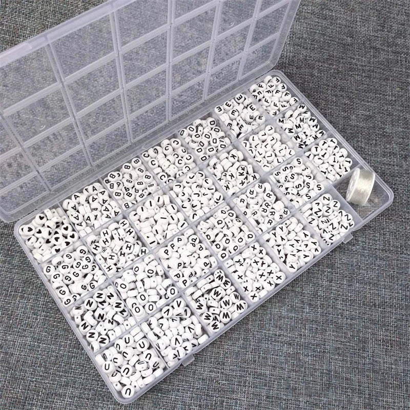 Acrylic Alphabet Letter Beads with Stretch Cords – 1,400 Pieces