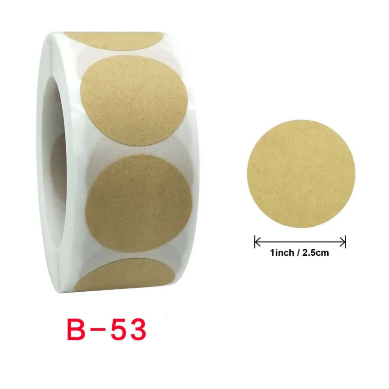 Kraft Paper Heart and Round Stickers – 500 Pieces