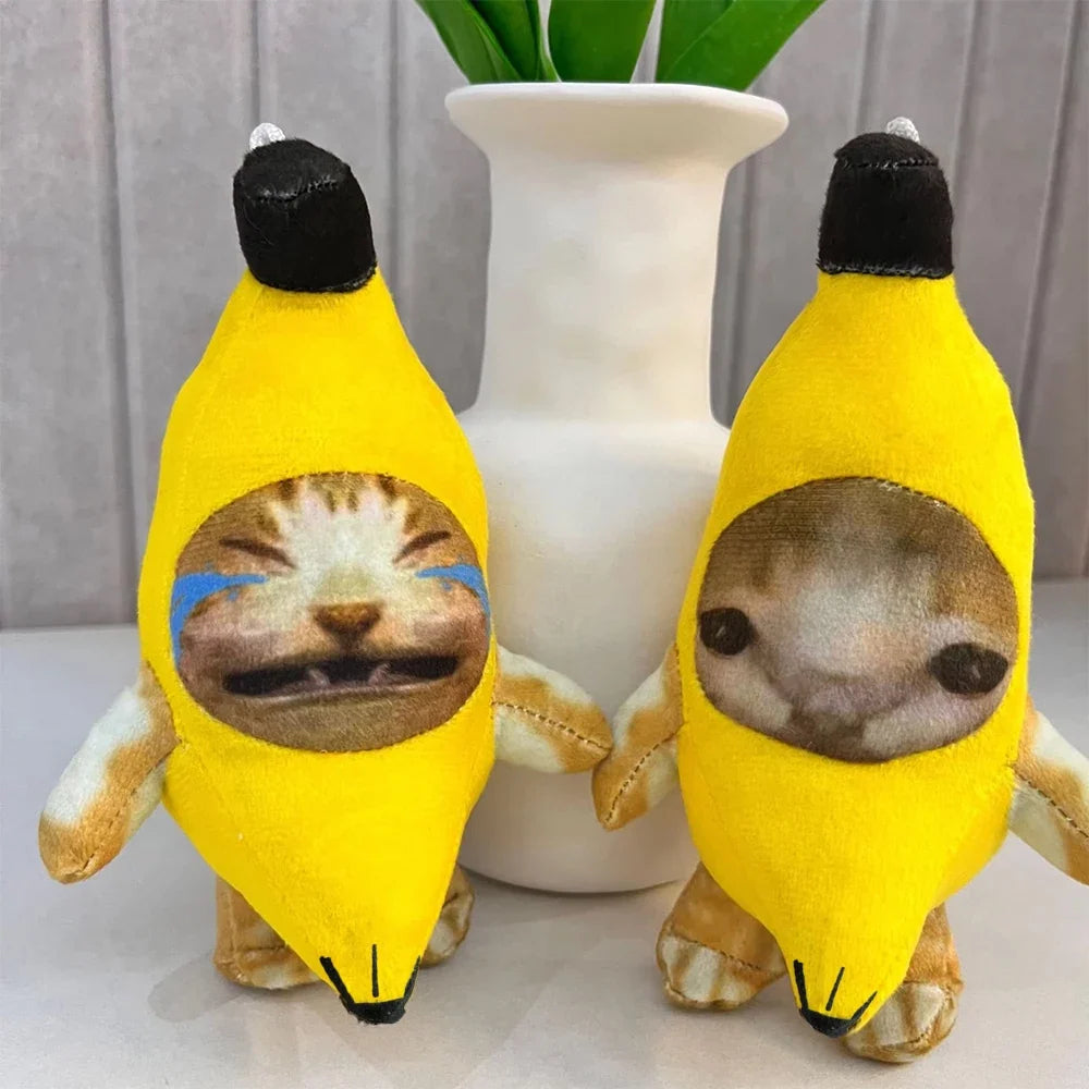 Banana Cat Plush Keychain with Sound