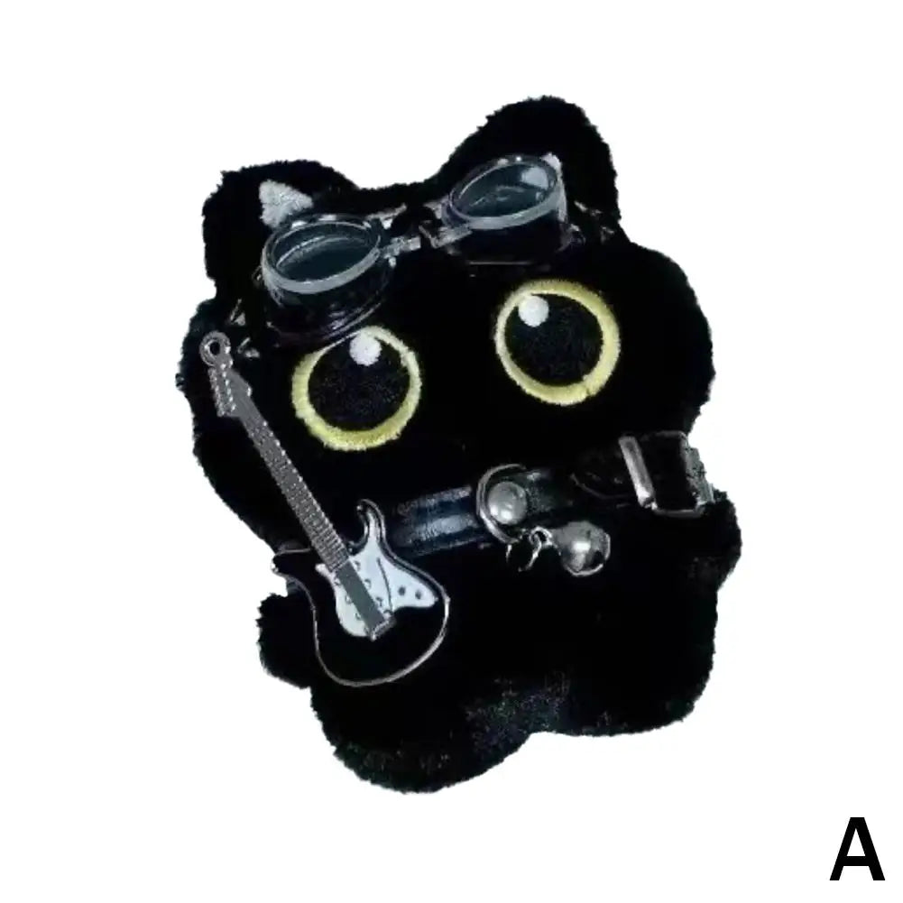 Black Cat Rock-Music Plush Keychain – 15 cm