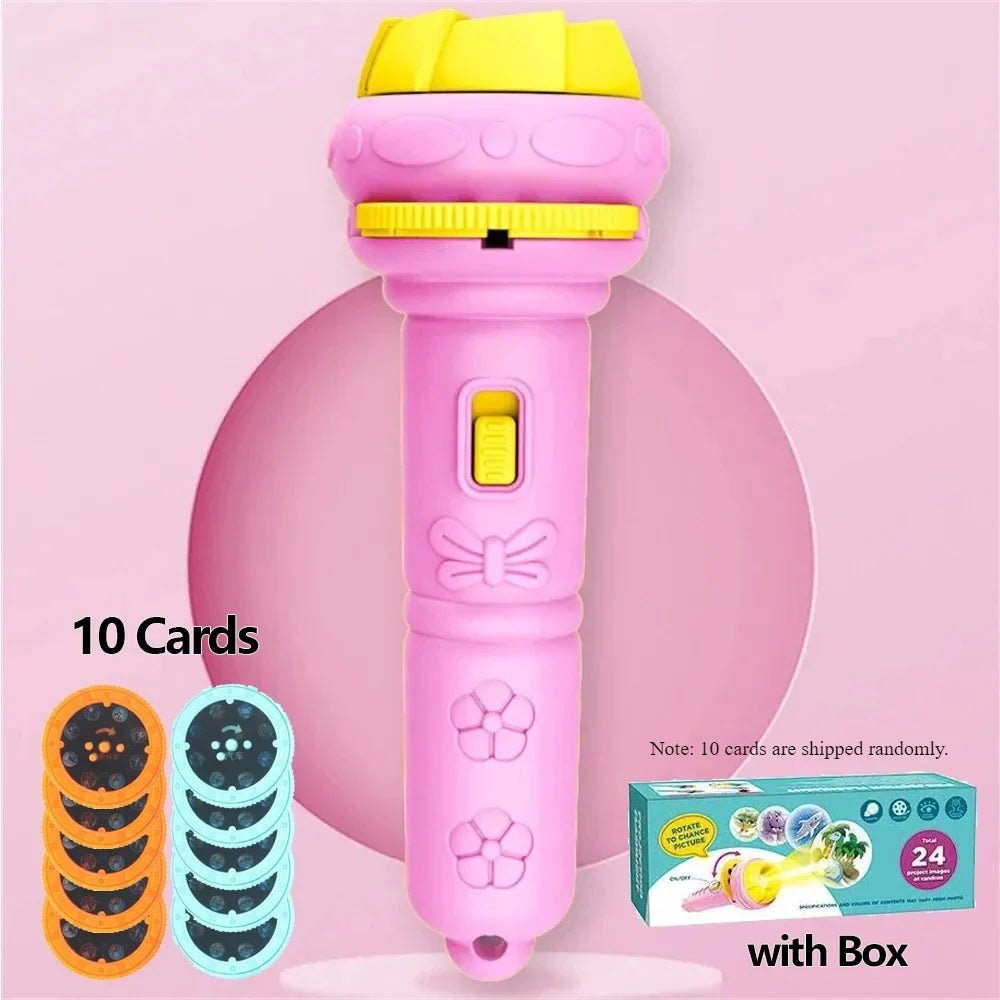 Kids’ Cartoon Projection Flashlight – 10 Picture Cards