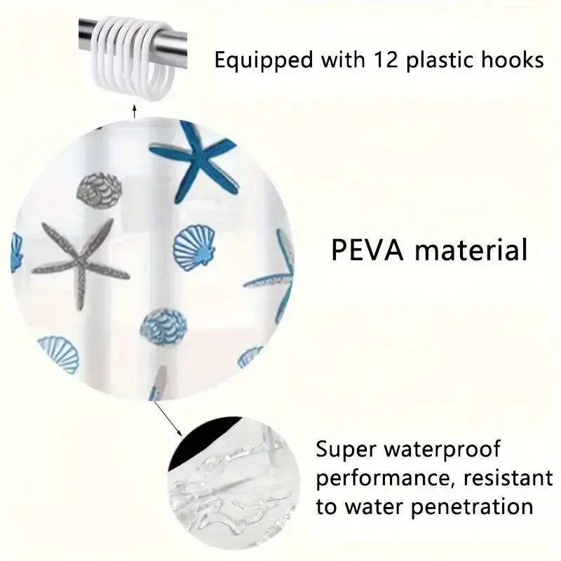 Patterned Waterproof PEVA Shower Curtain – 180 × 180 cm