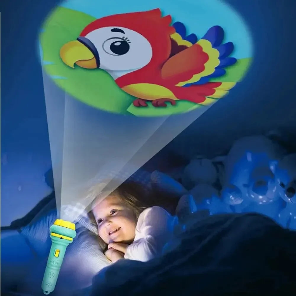 Kids’ Cartoon Projection Flashlight – 10 Picture Cards