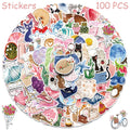 Watercolor Diary Stickers – 50 or 100 Pieces