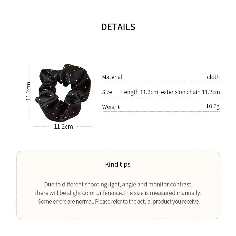 Polka-Dot Satin Scrunchies – Ruffled Hair Ties