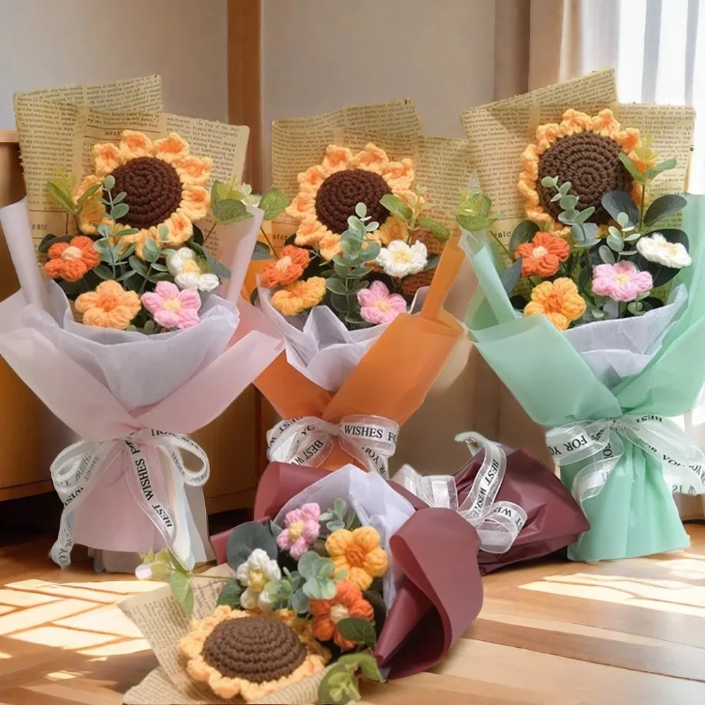 Crochet Sunflower & Daisy Bouquet