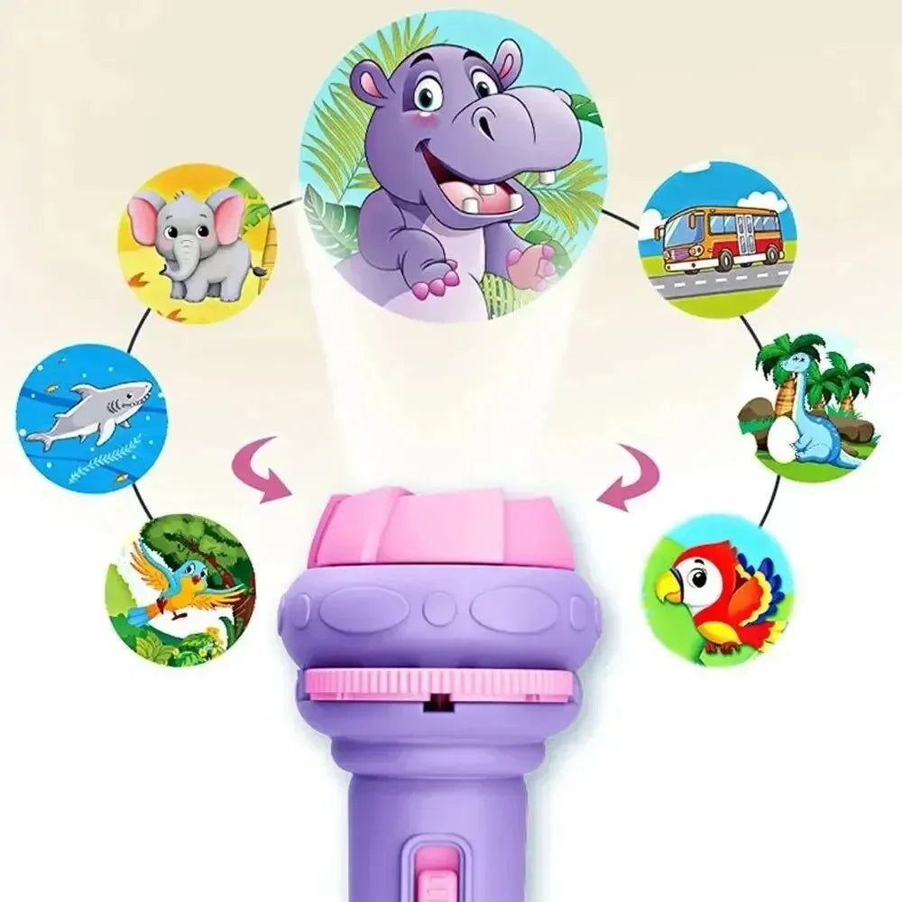 Kids’ Cartoon Projection Flashlight – 10 Picture Cards