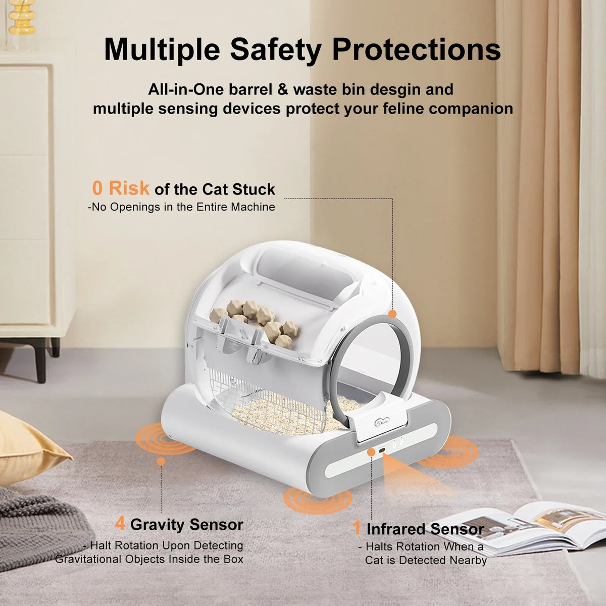 Self-Cleaning Automatic Cat Litter Box with App Control