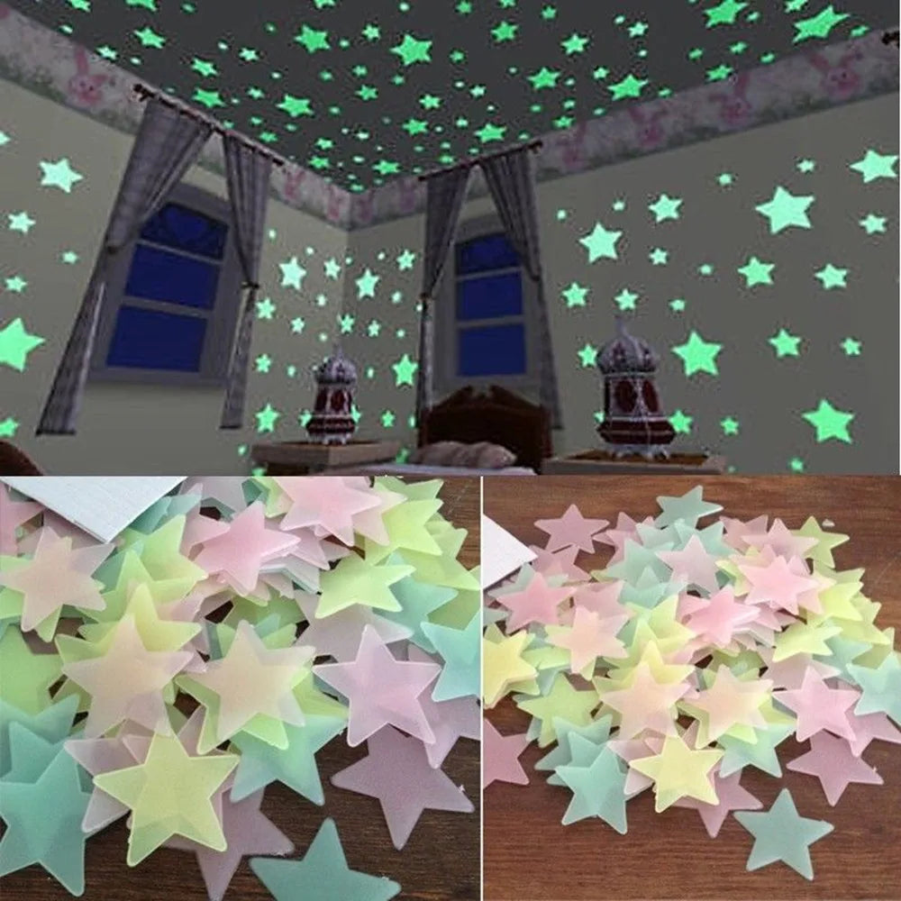 Glow-in-the-Dark Star Wall Stickers – 100 Pieces