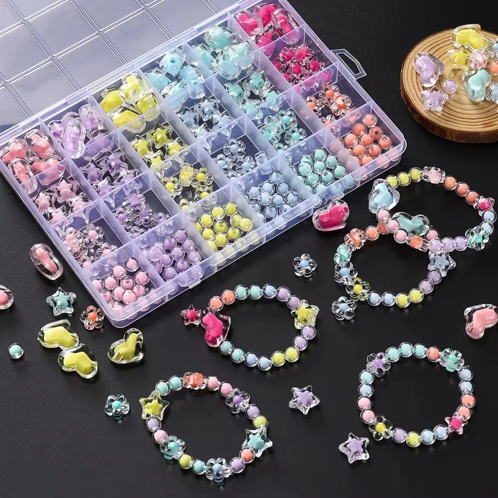 Heart-Shaped Acrylic Beads – 174-Piece Jewelry Kit