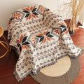 Oversized Aztec Geometric Throw Blanket with Fringe